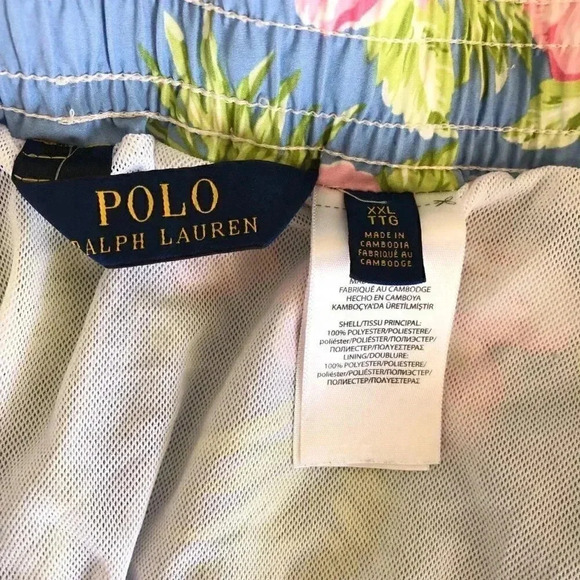 Polo Ralph Lauren Men's Swim Trunks XXL 38-42 Floral Mesh Lined Elastic Waist - Picture 4 of 10